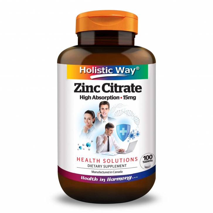 Holistic Way Zinc Citrate High Absorption 15mg (100 Tablets)