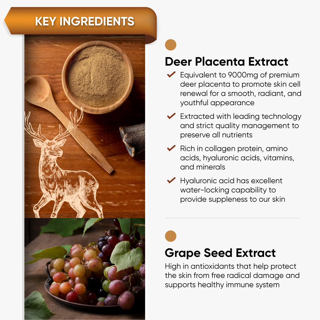 Holistic Way Premium Deer Placenta Fresh 9000mg (60 Softgels)