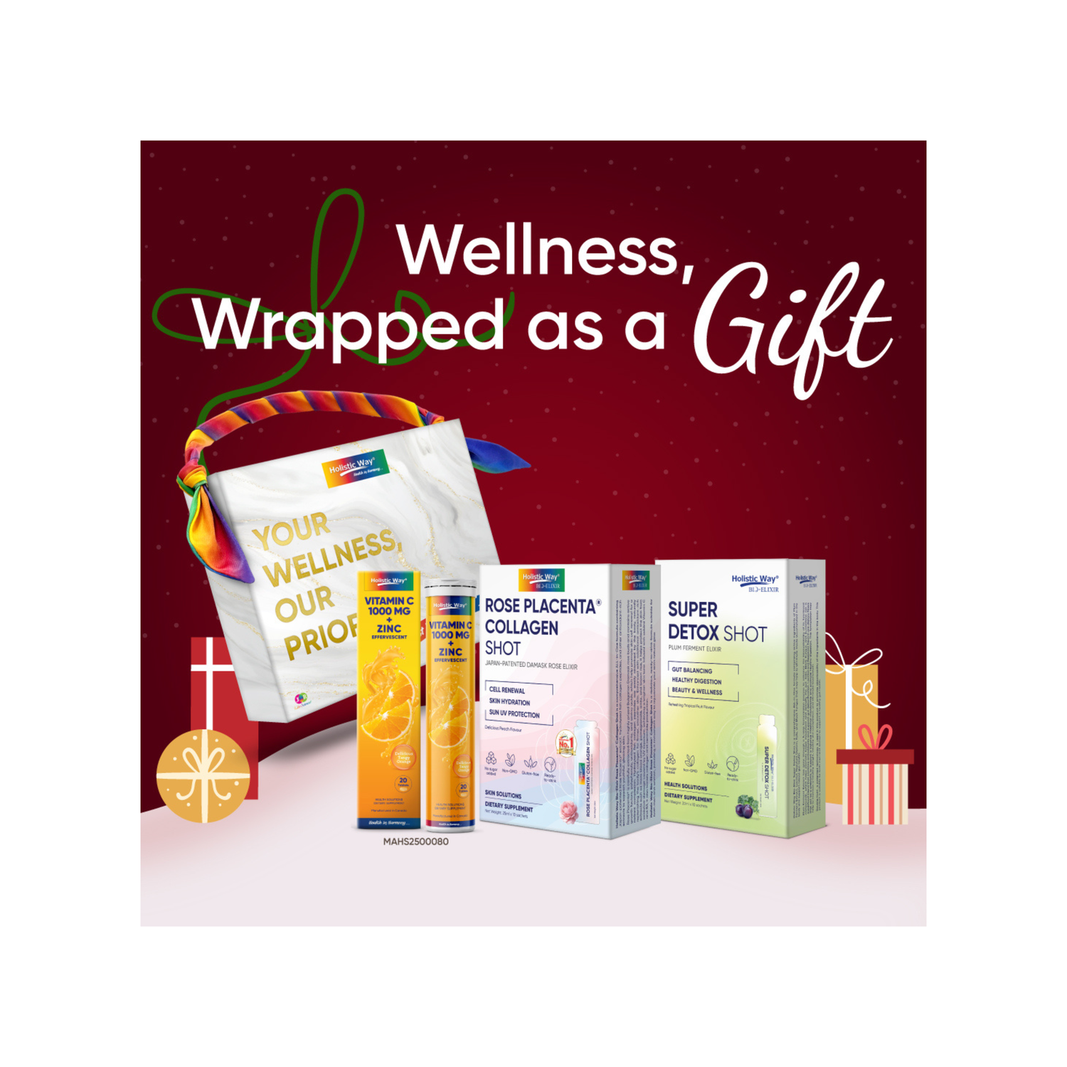[Gift Set] Rose Placenta Collagen Shot + Super Detox Shot +  Effervescent Vitamin C